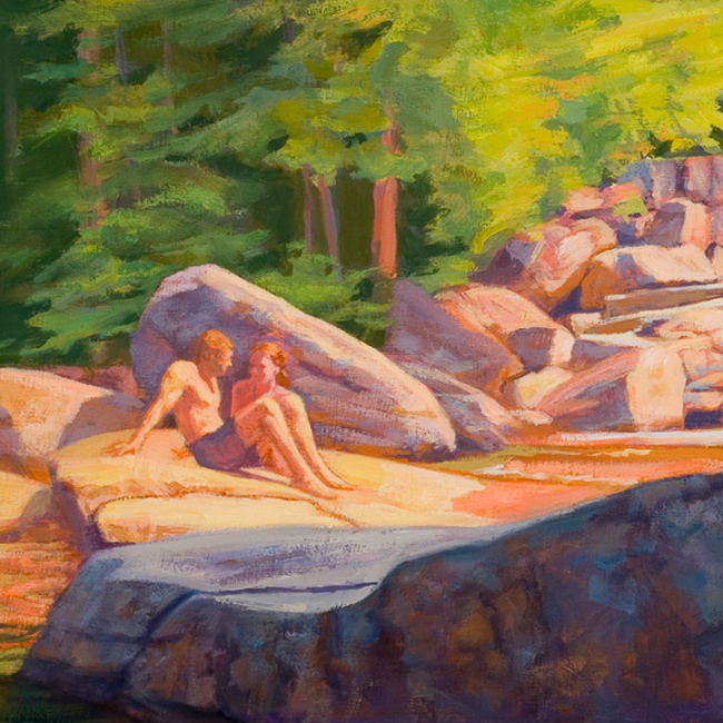 figurative painting - Couple Near the Falls