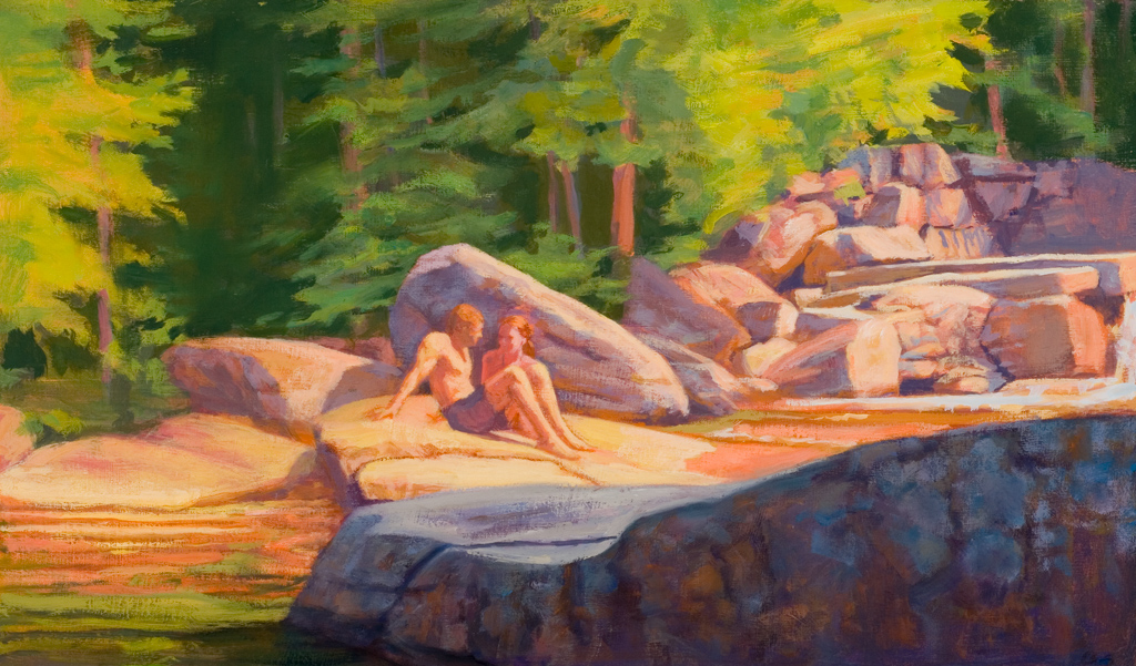 figurative painting - Couple Near the Falls