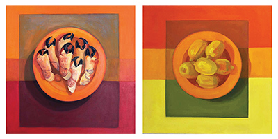 'complementary palatte' - food items on plate abstract