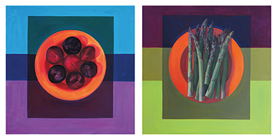 'complementary palatte' - food items on plate abstract