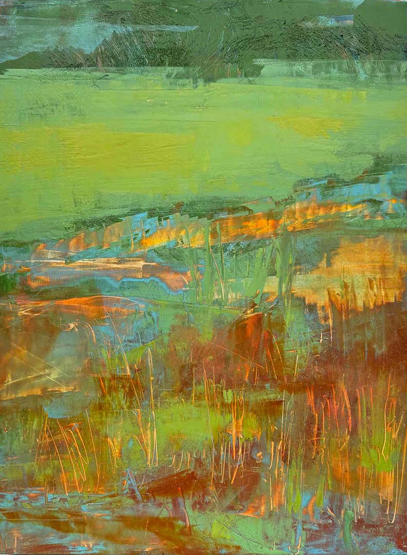 Grassland Marsh - Oil and cold wax on board