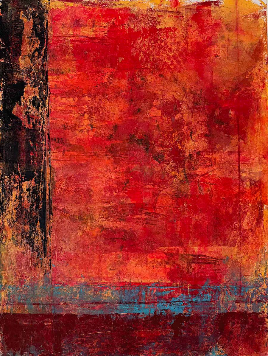 Pentimenti Red - Oil and cold wax on wood