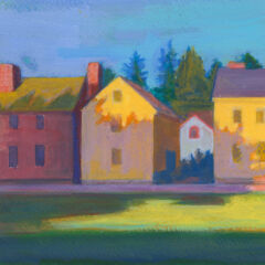 Gouache on Paper ~ 5.5" x 6" Row of Houses in Shadow at Strawbery Banke