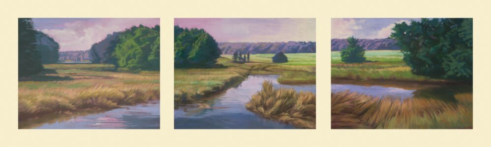 Marshland Grasses And Trees (Triptych)